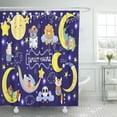 thumbnail image 1 of Libin Hat Collection Cute Sleeping Moons and Stars Vector Shower Curtain 60x72 inch, 1 of 3
