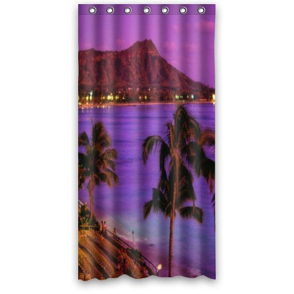 Libin Hawaii Shower Curtain Polyester Fabric Bathroom Decorative Curtain Size 36x72 Inches