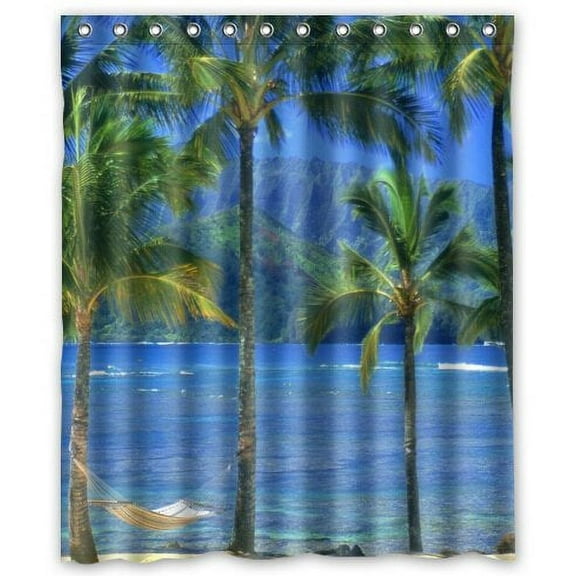 Libin Hawaiian Shower Curtain Polyester Fabric Bathroom Decorative Curtain Size 60x72 Inches