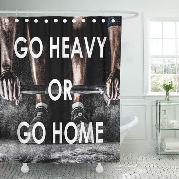 Libin Heavy Gym Weights Training Fitness Motivational Home Inspirational Shower Curtain 66x72 inch