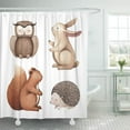 thumbnail image 1 of Libin Hedgehog Watercolor of Cute Rabbit Bunny Autumn Character Shower Curtain 66x72 inch, 1 of 3