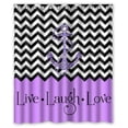 thumbnail image 1 of Libin Hipster Quotes Live Love Laugh in Purple Colorblock Chevron with Anchor Shower Curtain Polyester Fabric Bathroom Decorative Curtain Size 60x72 Inches, 1 of 3
