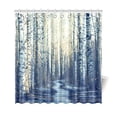 thumbnail image 1 of Libin Home Bathroom Winter White Fabric Birch Tree Decor Shower Curtain Hooks 66x72 Inches-Foggy Forest Road Curtains, 1 of 3