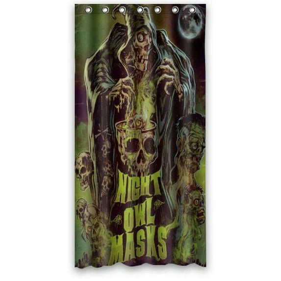 Libin Horror NIGHT OF OWL MASKS Shower Curtain Waterproof Polyester Fabric Bathroom Curtain 36x72 inch
