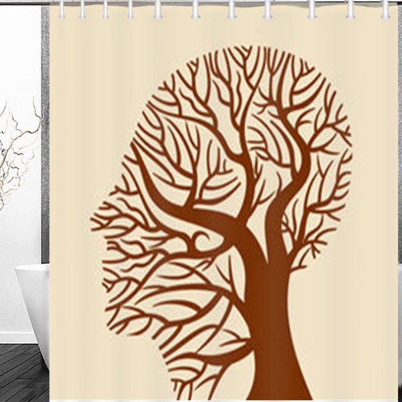Libin Human Brain Green Thoughts Nature Tree People Skull Life Shower Curtain 60x72 Inches