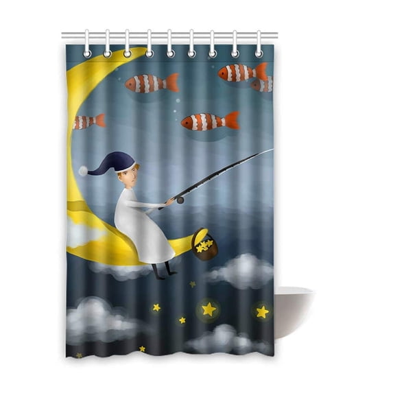 Libin Illustration Waterproof Polyester Bathroom Shower Curtain 48x72 Inches