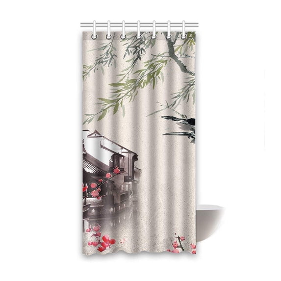 Libin Ink Painting Waterproof Polyester Bathroom Shower Curtain 36x72 Inches