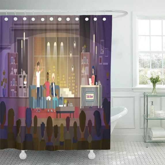 Libin Interview Talk Show Three Participants Sitting on Couch Shower Curtain 66x72 inch