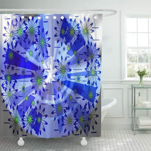 Libin Intriguing Swirling Unique Colorful Modern Geometric and Floral Abstract Shower Curtain 66x72 inch