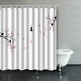 thumbnail image 1 of Libin Isolated Branches Birds Pink Leaves Shower Curtains Bathroom Curtain 66x72 Inch, 1 of 3