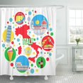 thumbnail image 1 of Libin Italy Tourism Attractions in Circle Map Silhouette Famous Architectural Sights Shower Curtain 66x72 inch, 1 of 3
