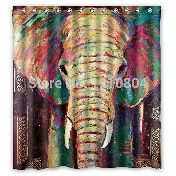Libin Kimitoboku Elephant Shower Curtain Polyester Fabric Bathroom Decorative Curtain Size 66x72 Inches