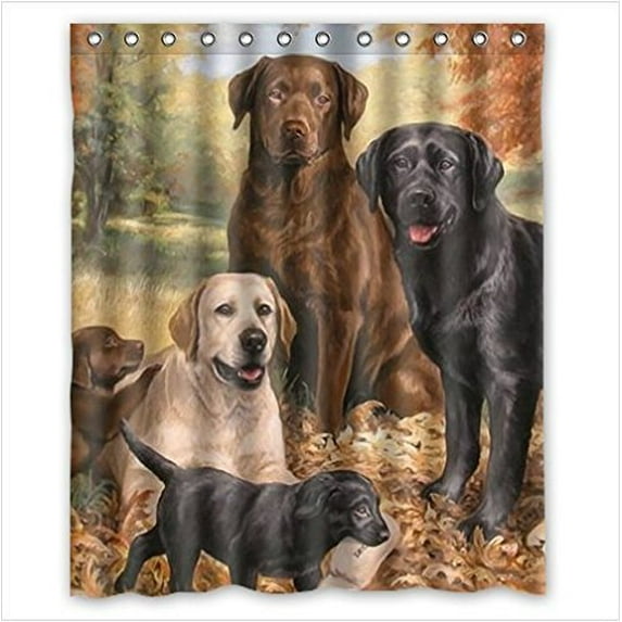 Libin Labrador Retriever Dog art dogs Shower Curtain Polyester Fabric Bathroom Decorative Curtain Size 60x72 Inches