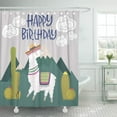 thumbnail image 1 of Libin Lama Happy Birthday Cute Alpaca Character Peru Abstract Shower Curtain 66x72 inch, 1 of 3