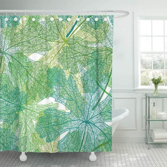 Libin Leaf Seamless Green Leaves Pattern Texture Abstract Vector Autumn Spring Shower Curtain 60x72 inch