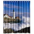 thumbnail image 1 of Libin Lightand Wave Scene Shower Curtain Polyester Fabric Bathroom Decorative Curtain Size 60x72 Inches, 1 of 3