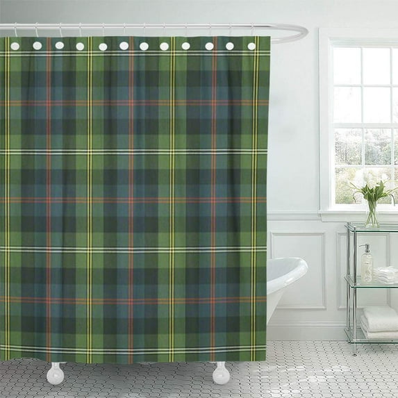 Libin Living Green Tartan Plaid Room Custom Customizable Pattern Shower Curtain 66x72 inch