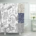 thumbnail image 1 of Libin London Landmark Lettering in Doodle Sketchy Famous Architectural Monuments Shower Curtain 60x72 inch, 1 of 3