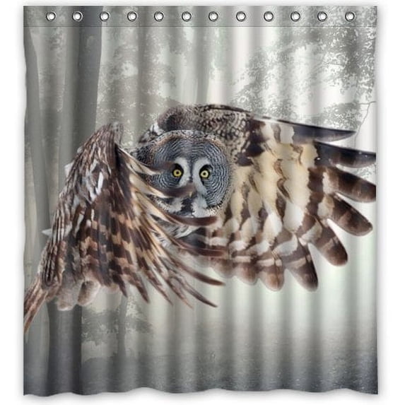 Libin Lonely Owl Shower Curtain Polyester Fabric Bathroom Decorative Curtain Size 66x72 Inches