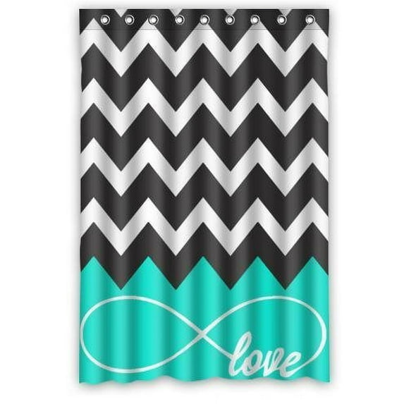 Libin Love Infinity Forever Love Symbol Chevron Turquoise Black White Shower Curtain Polyester Fabric Bathroom Decorative Curtain Size 48x72 Inches