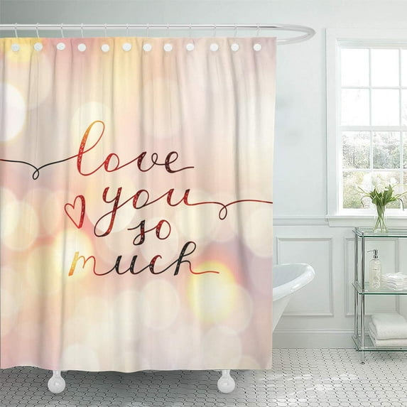 Libin Love You So Much Lettering Text for Valentines Day Shower Curtain 60x72 inch