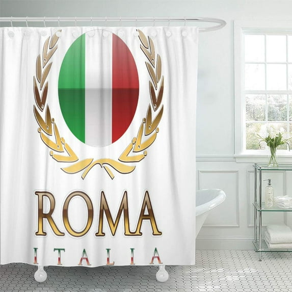 Libin Made Rome USA Italy Roma Italia Bandiera Italiana Lazio Shower Curtain 66x72 inch