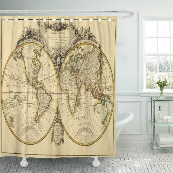 Libin Map Old Fashioned World The Vintage Historical Cartograph Cartography Shower Curtain 60x72 inch