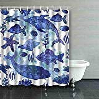 Libin Marine Watercolor Pattern Watercolor Pattern For Fabric Paper Shower Curtain Polyester Bathroom Curtain 60x72 inches