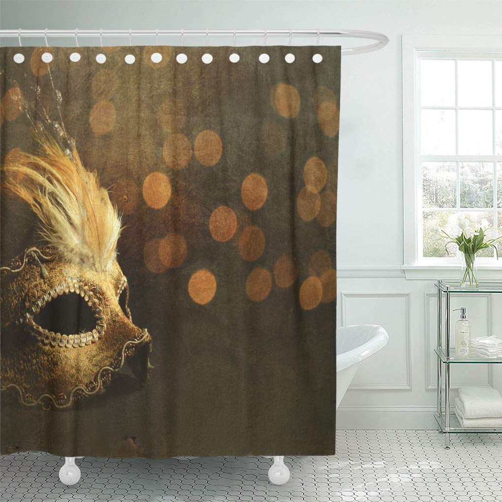 Libin Masquerade Golden Venetian Mask Over Shiny Bokeh Background ...