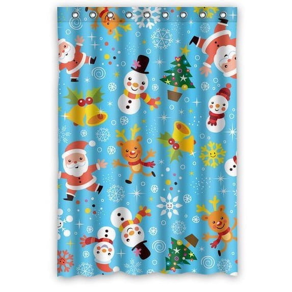 Libin Merry Christmas Shower Curtain Polyester Fabric Bathroom Decorative Curtain Size 48x72 Inches