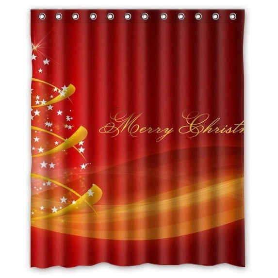 Libin Merry Christmas Tree Stars Shower Curtain Polyester Fabric Bathroom Decorative Curtain Size 60x72 Inches