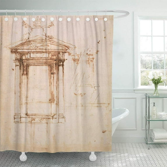 Libin Michelangelo Architectural Study Buonarroti 16Th Architecture Drawing Papal Arms Shower Curtain 60x72 inch