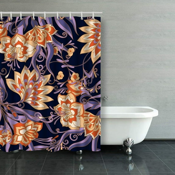 Libin Middle Ages Floral Vintage Pattern Shower Curtain Bathroom Curtain 48x72 inches