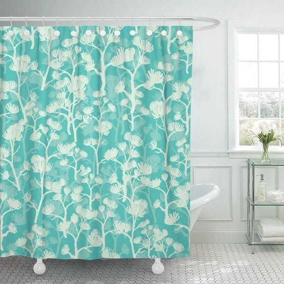 Libin Modern Abstract Green Oriental Trees Beautiful Branch Bush Color Creative Depth Drawing Shower Curtain 60x72 inch