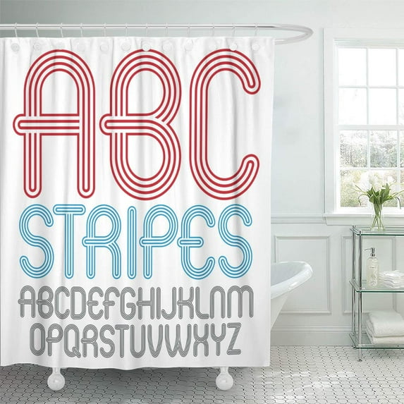 Libin Modern Capital Alphabet Letters ABC Disco Rounded for Use Shower Curtain 60x72 inch