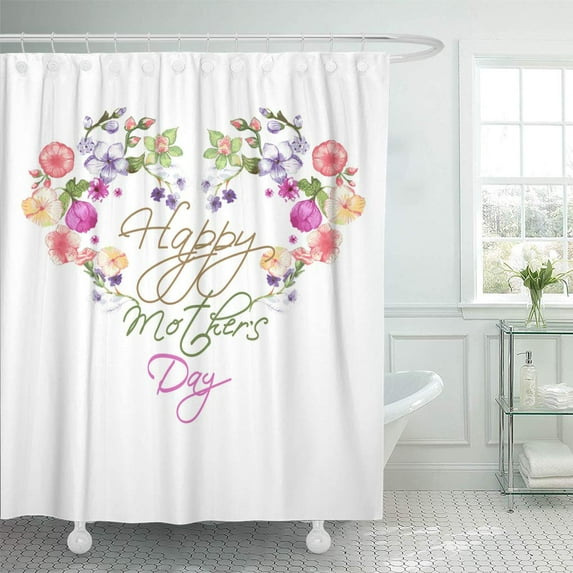 Libin Mom Happy Watercolor Flowers Mother Day Bouquet Celebration Drawing Shower Curtain 60x72 inch