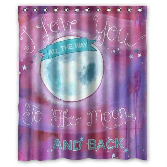 Libin Moon Art Saying Quotes: I Love You to the Moon and Back ing Shower Curtain Polyester Fabric Bathroom Decorative Curtain Size 60x72 Inches