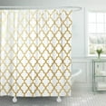 thumbnail image 1 of Libin Moroccan Gold Shiny Quatrefoil Pattern Geometric Lattice Preppy Shower Curtain 66x72 inch, 1 of 3