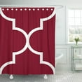 thumbnail image 1 of Libin Moroccan Large White on Burgundy Quatrefoil Trellis Geometric Modern Shower Curtain 66x72 inch, 1 of 3