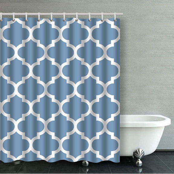 Libin Moroccan Quatrefoil Dusk Blue Bathroom Shower Curtain 60x72 inches