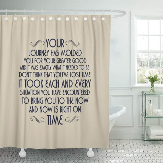Libin Motivational Now is Right on Time Blue Inspirational Shower Curtain 60x72 inch