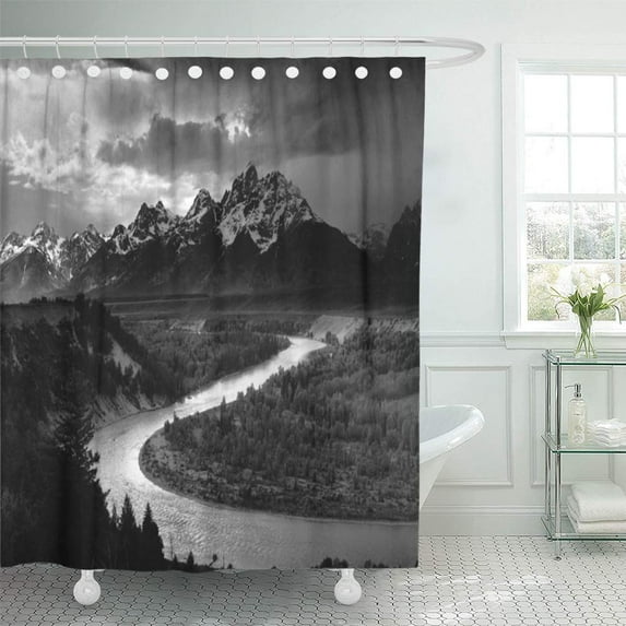 Libin Mountain Ansel Adams The Tetons and Snake Water Forest Shower Curtain 60x72 inch