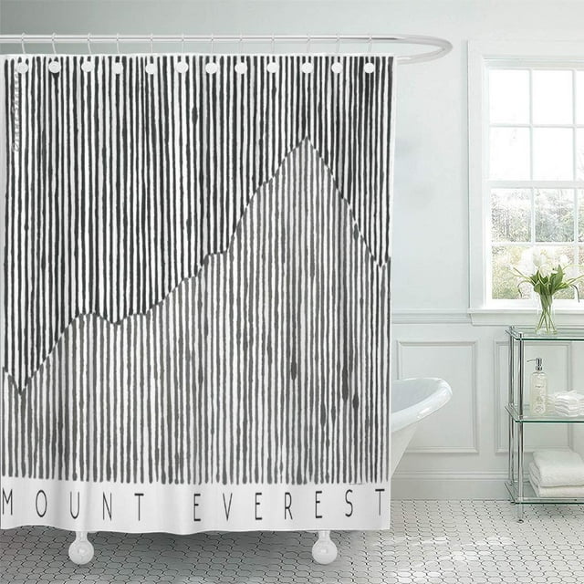 Libin Mountain Mount Everest Ink Painting Nature Travel Black White Shower Curtain 66x72 inch
