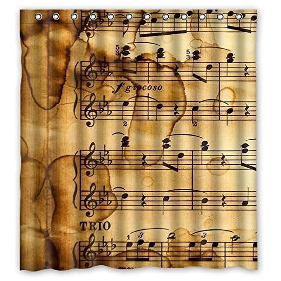 Libin Music Note Shower Curtain Polyester Fabric Bathroom Decorative Curtain Size 66x72 Inches