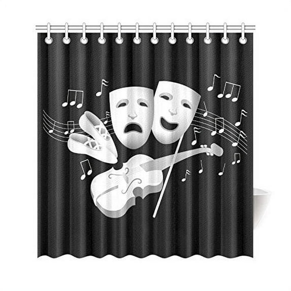 Libin Musican Gifts Shower Curtain, Guitar Music Notes Polyester Fabric Shower Curtain Bathroom Sets 66x72 Inches