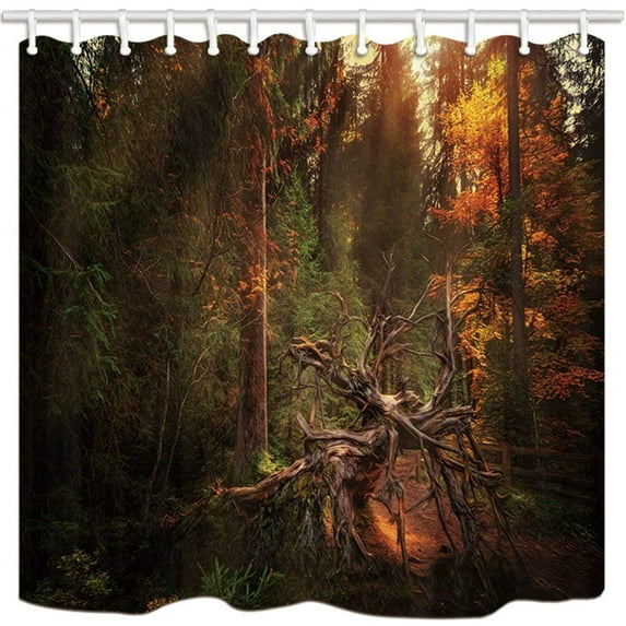 Libin Nature Forest Grotesque In Shape Tree Root Polyester Fabric Bathroom Shower Curtain 66x72 inches