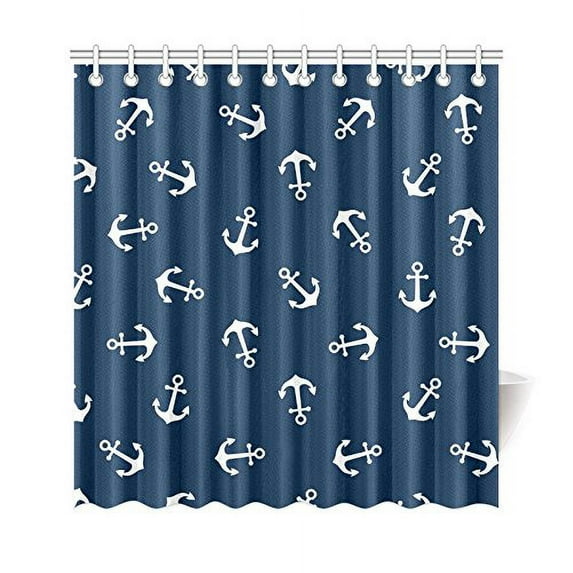 Libin Nautical Anchors Home Home DecorDecor Polyester Fabric Shower Curtain Bathroom Sets with Hooks 66x72 Inches