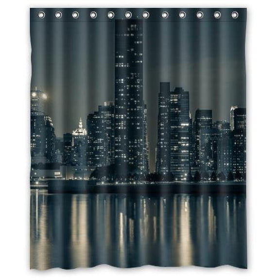 Libin New York City Cityscapes New York City At Night Shower Curtain Polyester Fabric Bathroom Decorative Curtain Size 60x72 Inches