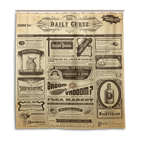 Libin Newspaper Style Restoring Ancient Ways Shower Curtain Waterproof Bathroom Shower Curtain 60x72 inches