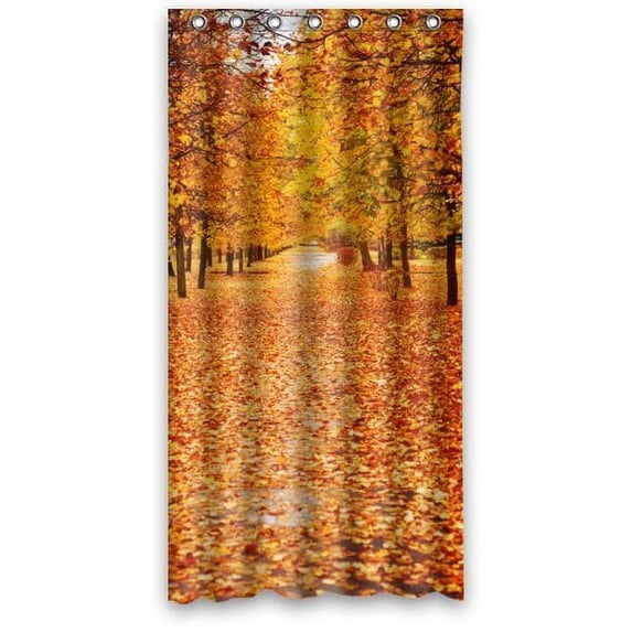 Libin Nice Fallen Leafs Road In Forest Shower Curtain Waterproof Polyester Fabric Bathroom Curtain 36x72 inch